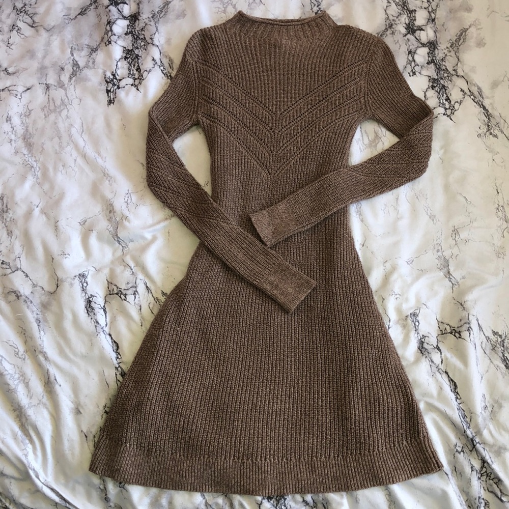 NEW AEO Mock Neck Brown Sweater Dress